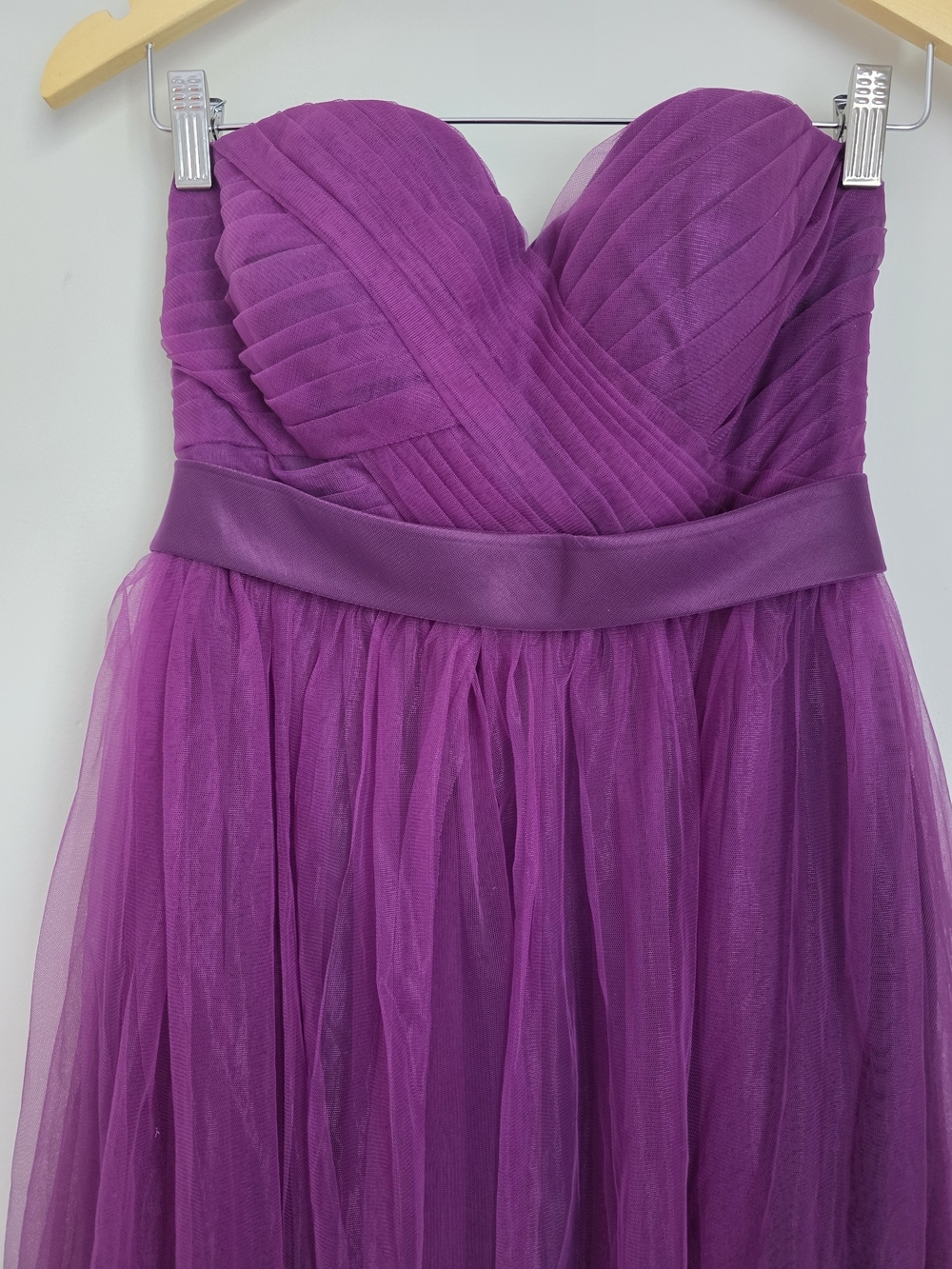 Azazie Purple Tulle Strapless Dress S 4-6 Formal Wedding - Picture 4 of 14